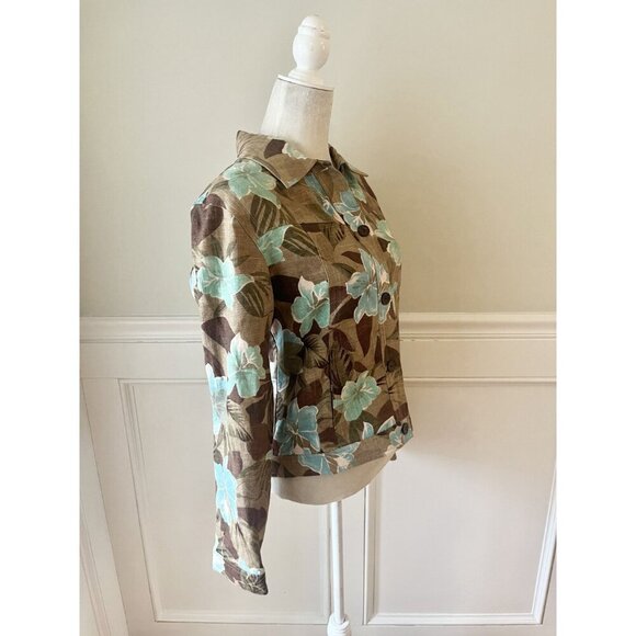 Coldwater Creek Floral Print Linen Blend Jacket S - Picture 2 of 3